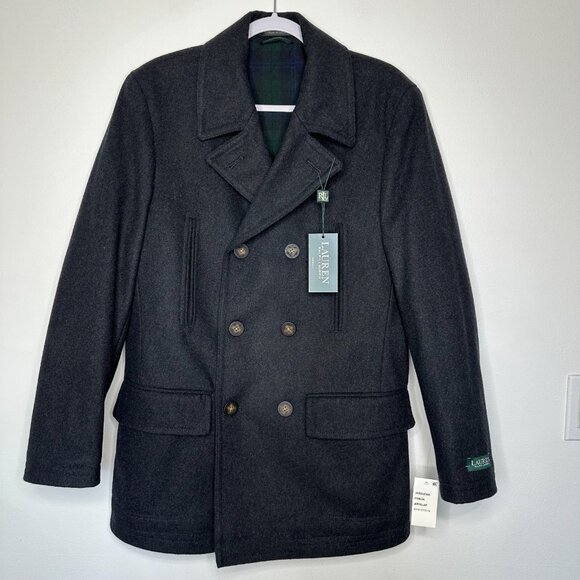 Ralph Lauren Luke Peacoat Size 36 Reg Gray Wool Blend Lined Classic - Picture 1 of 13